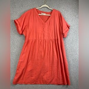 Briggs linen midi dress XXL peachy coral beach travel summer colorful Lagenlook
